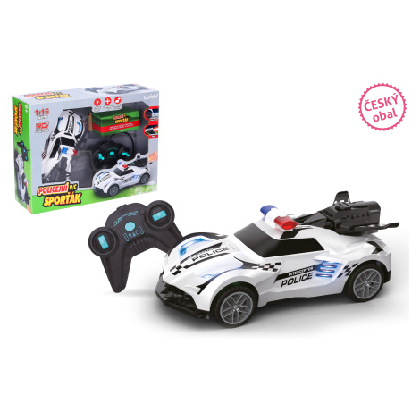 Auto policejní svítící s kouřovými efekty RC na dálkové ovládání 18 cm - český obal Wiky
