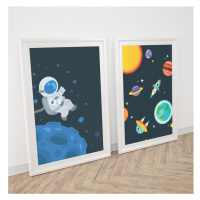 Dekorační sada dětských plakátů s kosmonautem a vesmírem