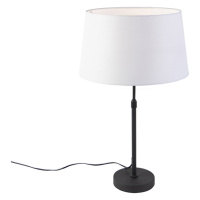 Stolní lampa černá s lněným stínidlem bílá 35 cm nastavitelná - Parte