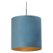 Závěsná lampa s velurovým odstínem modrá se zlatem 40 cm - Combi