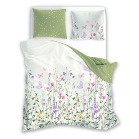 Faro Bavlněné povlečení Letní sen 019 220x200 cm + 2x 70x80 cm bílé/zelené