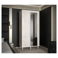 Šatní skříň Abi Calipso Marmur 2 Barva korpusu: Bílá, Rozměry: 100 cm, Dveře: Bílý Marmur + zrca