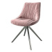 DELIFE Otočná židle Elda-Flex samet růžová křížová podnož hranatá otočná z nerezové oceli