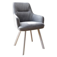DELIFE Jídelní židle Zelia-Flex s područkou oválná podnož z nerezové oceli samet šedá