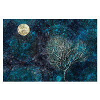 Ilustrace Moonlit winter tree against a starry sky, Andrew Bret Wallis, 40x26.7 cm