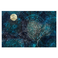 Ilustrace Moonlit winter tree against a starry sky, Andrew Bret Wallis, 40 × 26.7 cm