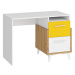 ArtCross Psací stůl HEY-03 |105 Barva: Dub artisan/bílá/žlutá