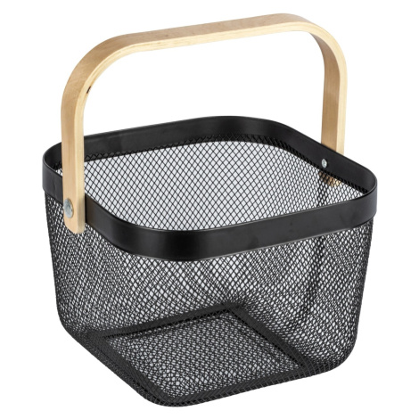 Wenko Koupelnový košík s madlem Bambusa, bambus/černá, 25 x 25 x 17 cm