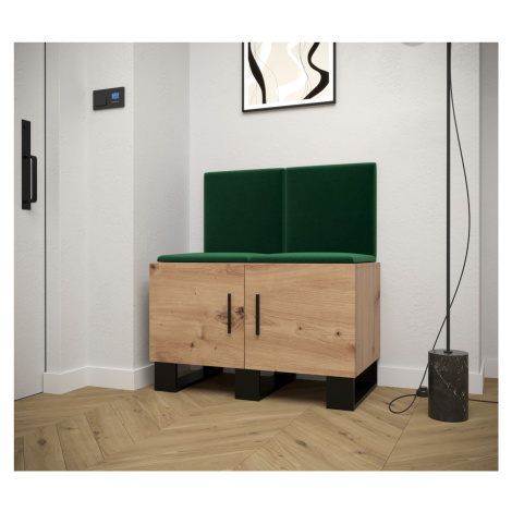 Předsíňová sestava RUMIE 19 - dub artisan, zelené panely