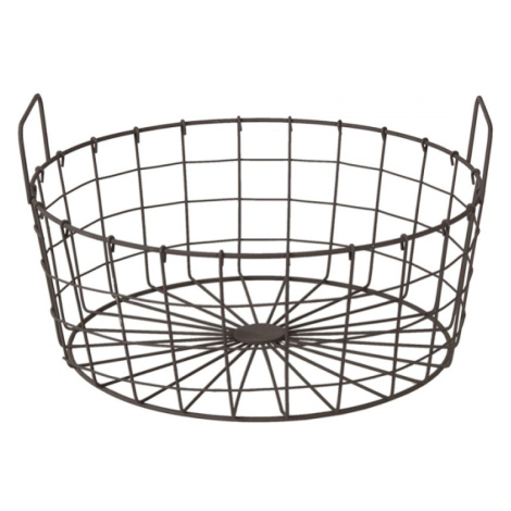Šedo černý drátěný kulatý košík s uchy – 36x19 cm Clayre & Eef