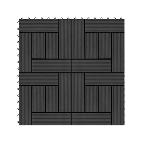 SHUMEE Terasové dlaždice z dřevoplastu 30 × 30 cm, 11 ks, 1 m2, černé