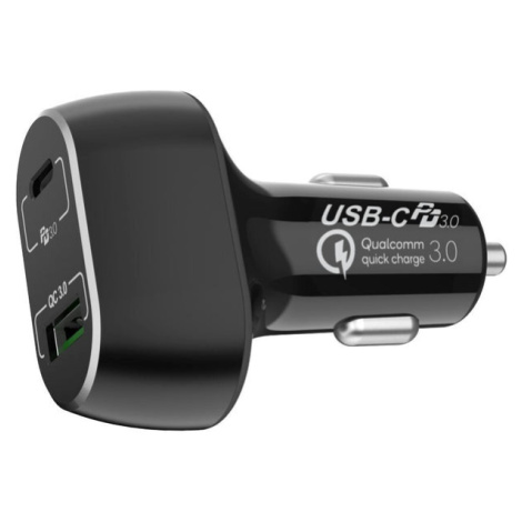 Autonabíječka WG USB-C + USB, 63W, s kabelem, černá Winner Group