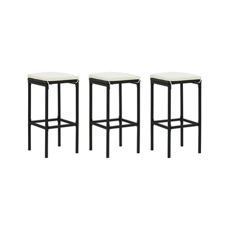 Barové stoličky s poduškami 3 ks černé polyratan, 313443 SHUMEE