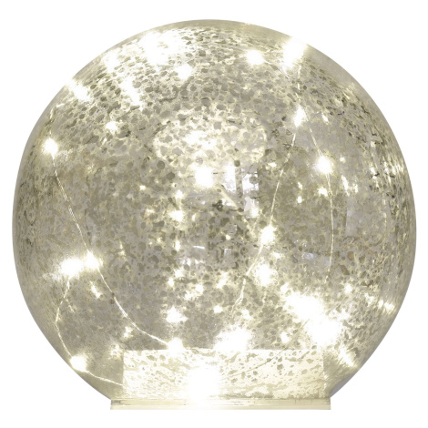 EMOS LED vánoční skleněná koule – zlatá, 15 cm, 3x AA, vnitřní, teplá bílá, časovač