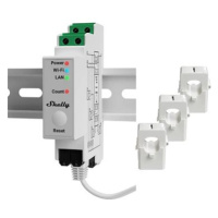 Shelly Pro 3EM, měřič spotřeby vč. 3 svorek 120A, WiFi, LAN, BT