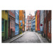 Fotografie Narrow cobblestone alley with colorful houses, Marco Bottigelli, 40 × 26.7 cm