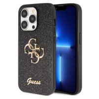 Guess PU Fixed Glitter 4G Metal Logo kryt iPhone 15 Pro Max černý