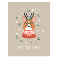 Ilustrace Cozy Christmas greeting card., Nadzeya_Dzivakova, 30 × 40 cm