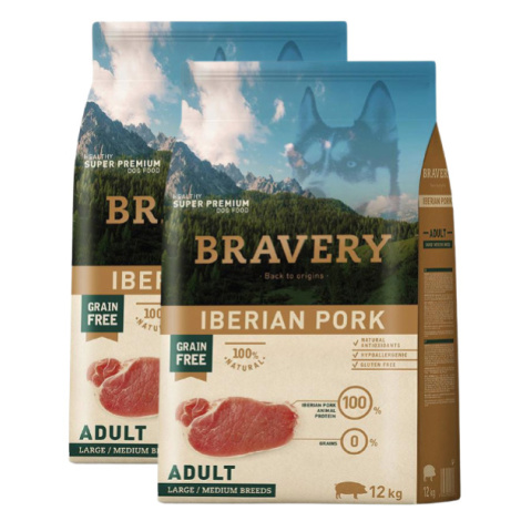 Bravery Dog Large/Medium Adult Iberian Pork - 2 x 12kg