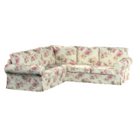 Dekoria Potah na pohovku IKEA  Ektorp rohová, růžovo - béžové růže na krémovém pozadí, pohovka E