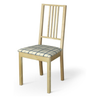 Dekoria Potah na sedák židle Börje, režný podklad, světle modrá mřížka, potah sedák židle Börje,
