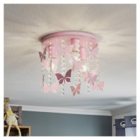 Eko-Light Stropní světlo Angelica růžová s motýlky