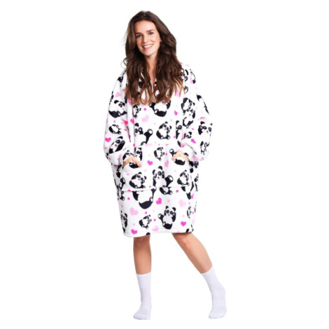 COZY NOXXIEZ - CH354 Panda - hřejivá televizní mikinová deka s kapucí pro teenagery a dospělé