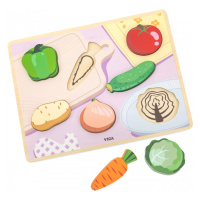 VIGA Dřevěné puzzle Montessori zeleninové figurky 2v1