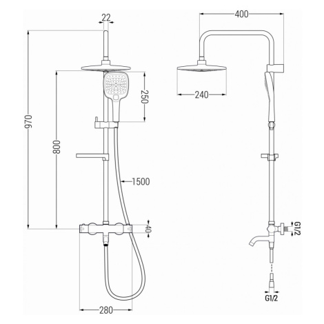 MEXEN/S KX17 vanový sloup s termostatickou baterií, chrom / bílá 779001791-02