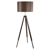 Tmavě hnědá stojací lampa s textilním stínidlem, výška 110 cm Theo – LAMKUR