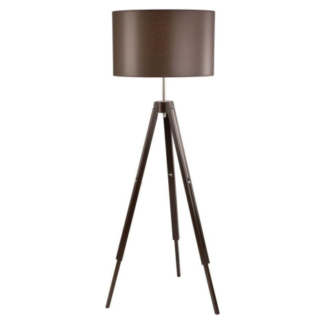Tmavě hnědá stojací lampa s textilním stínidlem, výška 110 cm Theo – LAMKUR