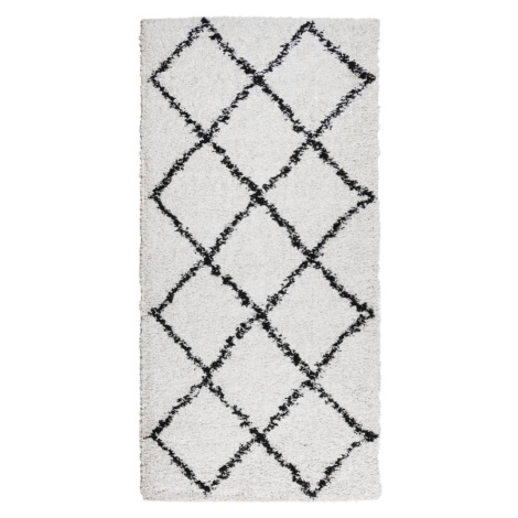 vidaXL Koberec PAMPLONA s vysokým vlasem krémový a černý 100 x 200 cm