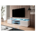Kvalitní TV stolek Eremko, MDF bílý lesk + LED podsvícení