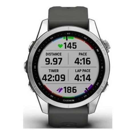 Garmin fenix 7S Glass Silver / Graphite Silicone Band