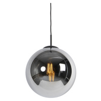 Art Deco závěsná lampa černá s kouřovým sklem 30 cm - Pallon