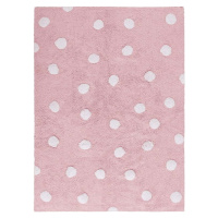 Růžový pratelný ručně tkaný bavlněný dětský koberec 120x160 cm Polka Dots Pink – Lorena Canals