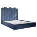 Modrá čalouněná dvoulůžková postel s úložným prostorem s roštem 140x200 cm Dreamy Aurora – Miufo