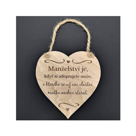 AMADEA Dřevěné srdce s nápisem Manželství je, když si adoptujete.., masivní dřevo, 16 x 15 cm