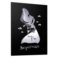 Černý plakát se zrcadlovou grafikou stříbrného Supermana