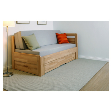 BMB Postel TANDEM KLASIK s pravým čelem - Průběžný Buk Rozměr: 80/160x200 cm, Provedení rohů: Ro