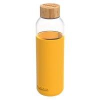 QUOKKA - FLOW Skleněná láhev se silikonovým povrchem YELLOW, 660ml, 40013