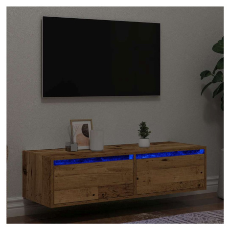 vidaXL TV skříňka s LED osvětlením starého dřeva 100X35,5x25 cm