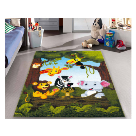 Dětský koberec Jungle 80x150 cm, motiv zvířátka, zelený Asko