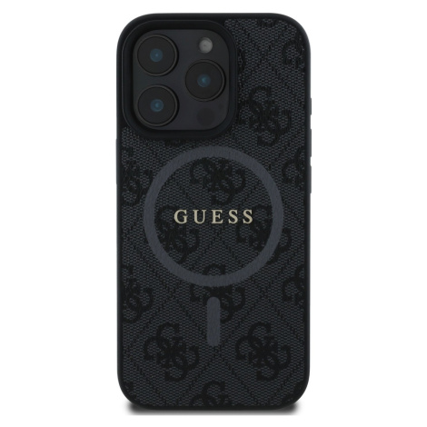 Zadní kryt Guess PU Leather 4G Colored Ring MagSafe pro Apple iPhone 16 Pro, černá