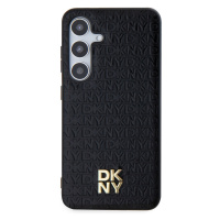 Zadní kryt DKNY PU Leather Repeat Pattern Stack Logo MagSafe pro Samsung Galaxy S24, černá