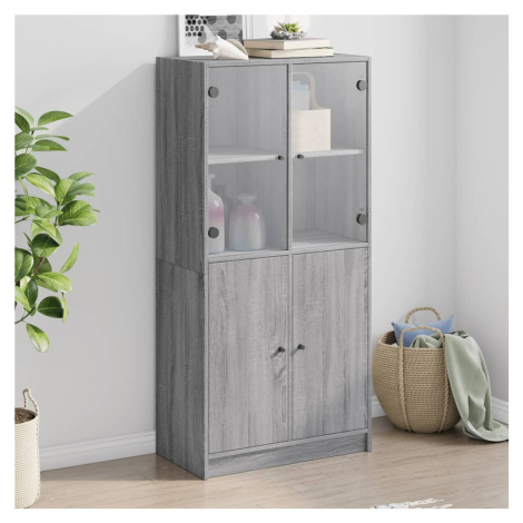 vidaXL Highboard s dvířky šedý sonoma 68x37x142 cm kompozitní dřevo