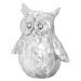 Estila Designová stylová dekorační soška Sova Olivia z keramiky stříbrné barvy 20cm