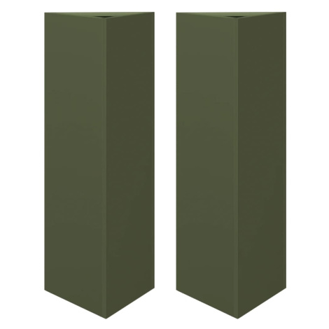 vidaXL Zahradní truhlíky 2 ks olivové trojúhelníkové 30x26x75 cm ocel