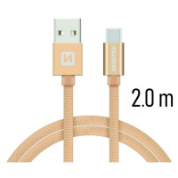 Datový kabel Swissten Textile USB / USB C 2 M, gold