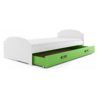 Dětská postel LILI s úložným prostorem 90x200 cm -  bílá Zelená